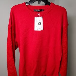 Zara Women's Vibrant Scarlet Crew Neck Sweater